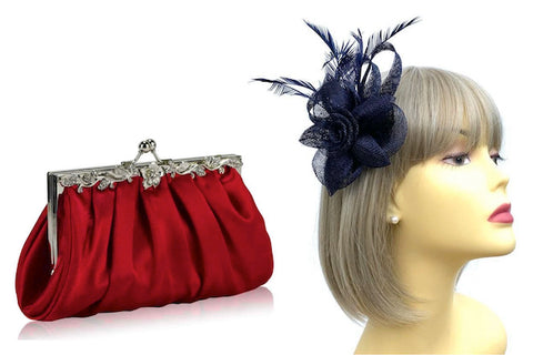 burgundy and navy fascinator