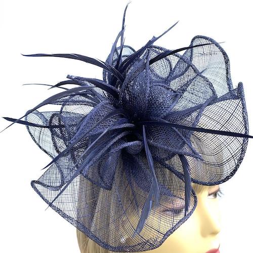 navy hair fascinator