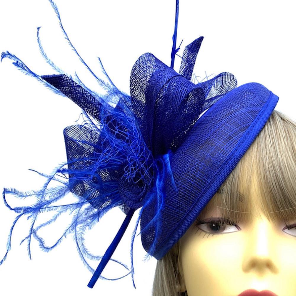Blue Quill Pillbox Fascinator Hat with for Weddings Races