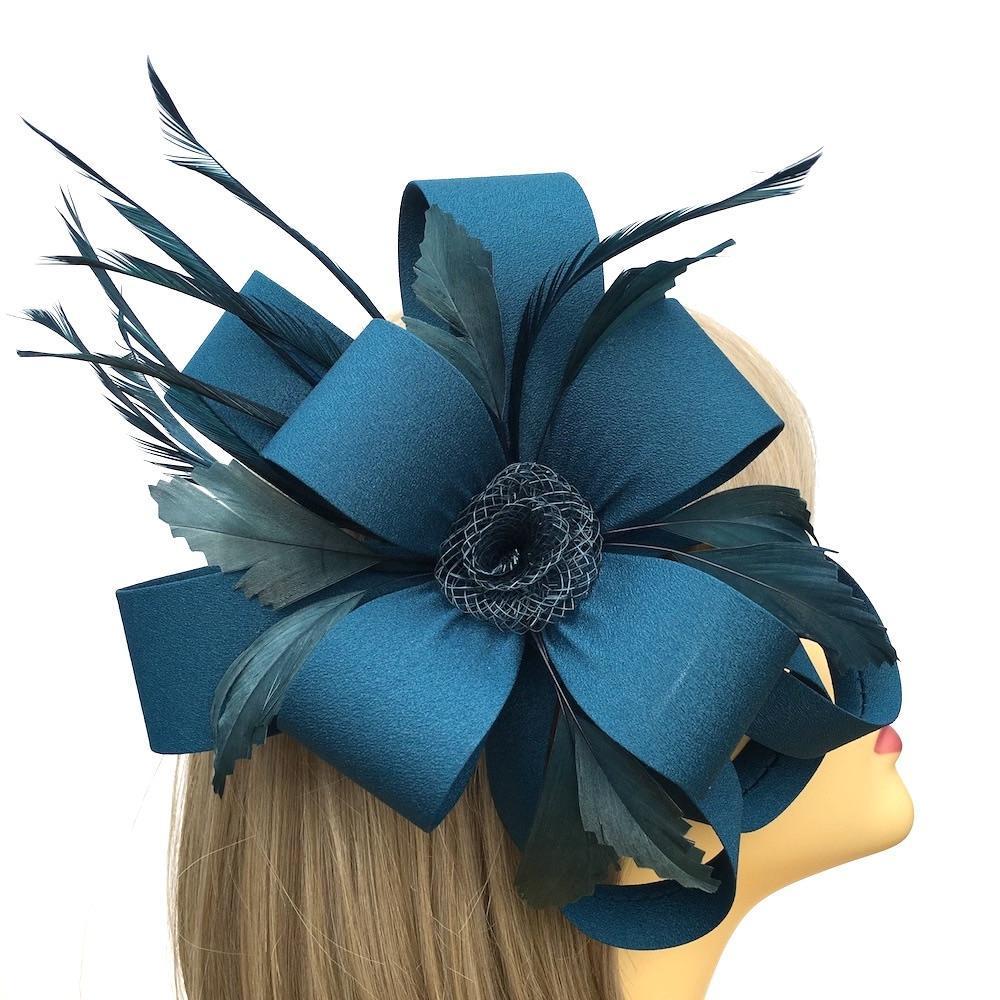 navy and teal fascinator