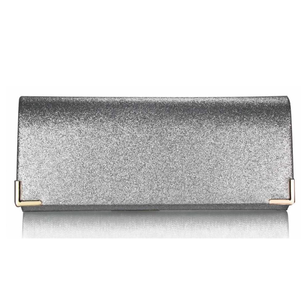 silver glitter clutch bag