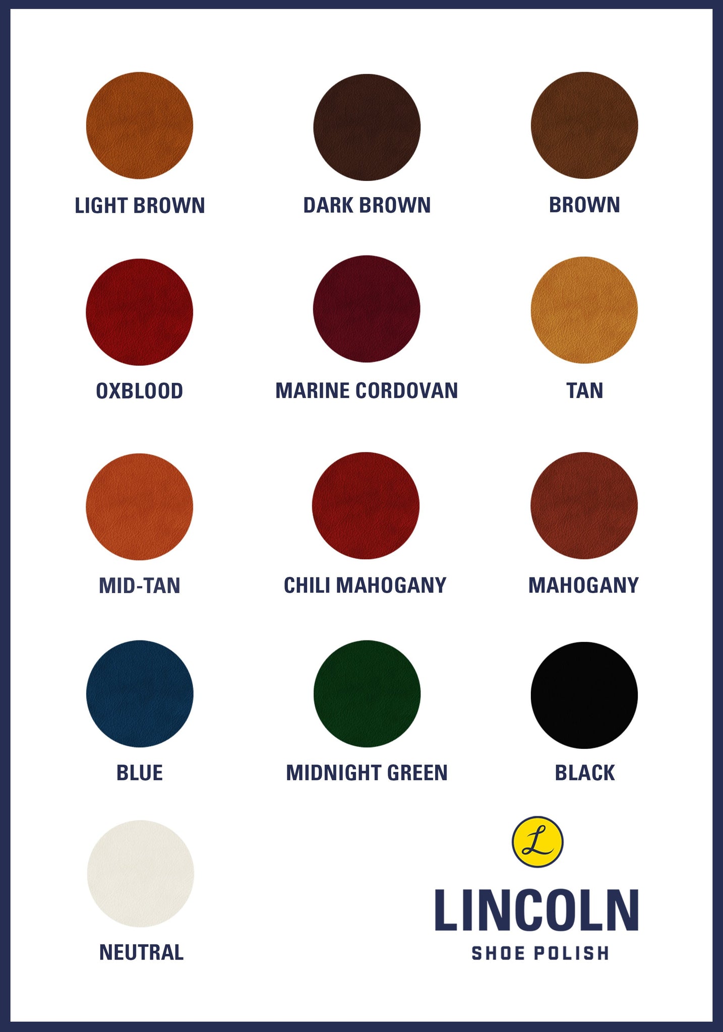 Lincoln Shoe Polish Color Chart