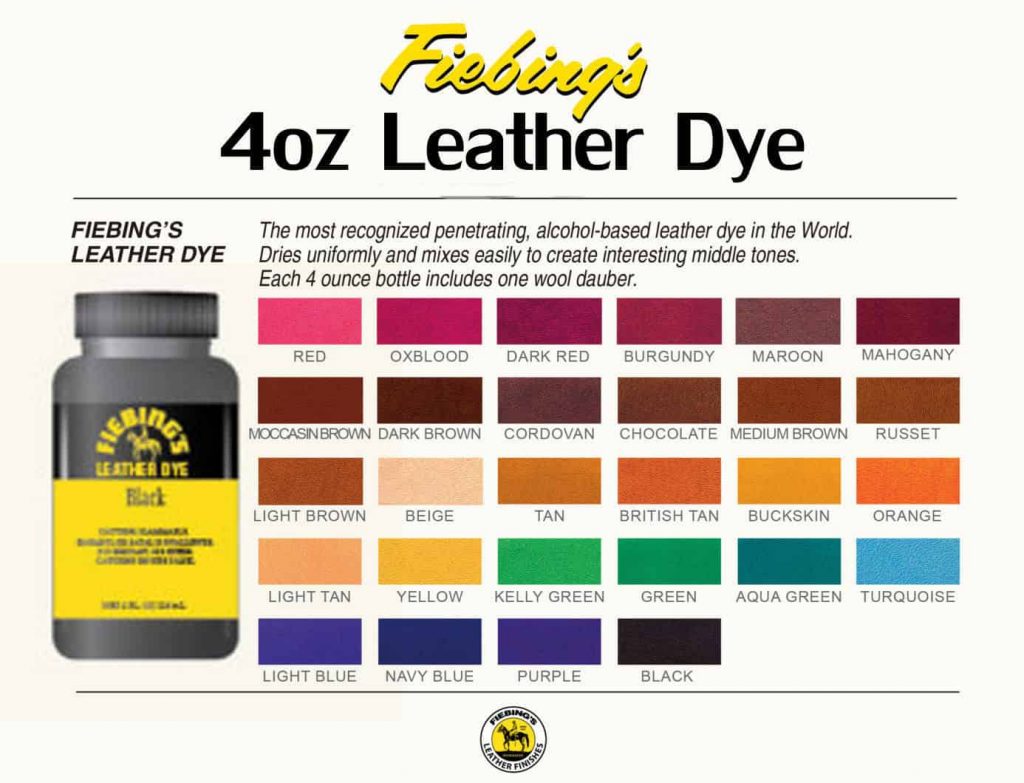 Shoe Dye  Fiebings Leather Dye Color Chart - My Shoe Supplies