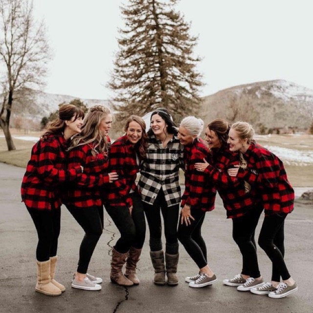 bride and bridesmaid flannels