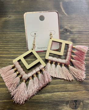 Rose and Bronze Tassel Earrings