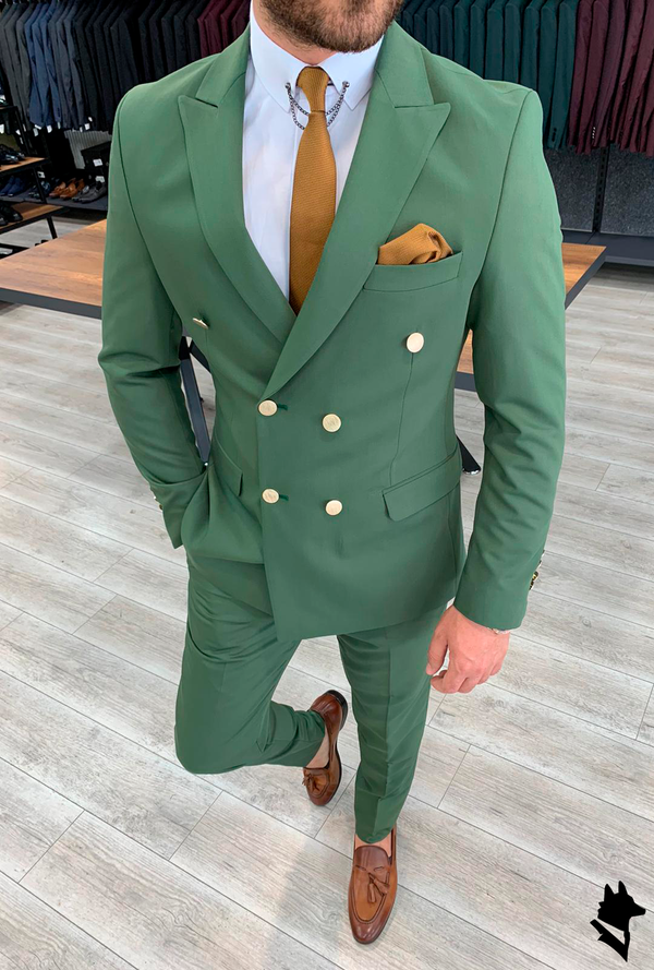 Vins Green Double Breasted Suit - Gleoni