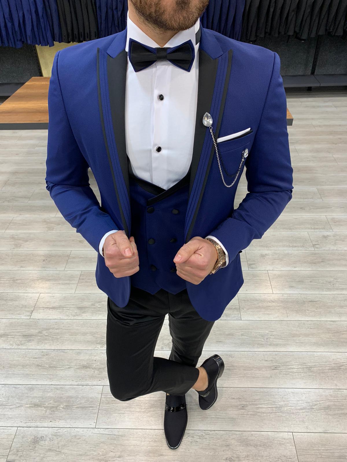 Suits For Men - Night Blue Slim Fit Suit | Gleoni