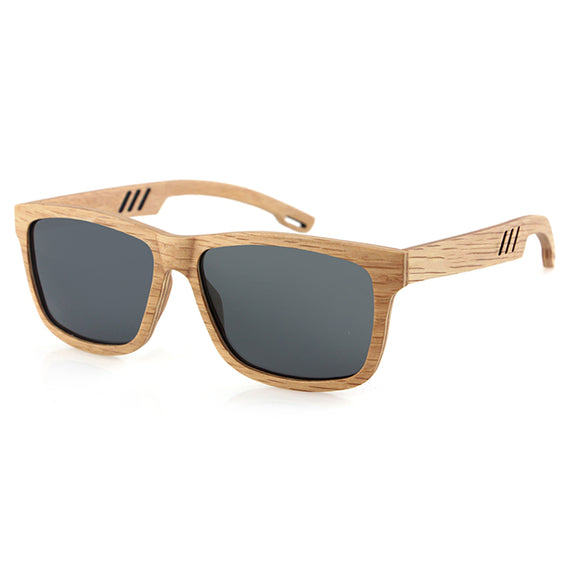 SOLID WOOD Men's Sunglasses Beech Wood Grey Polarised Lens - THE BRILL - Hashtag Bamboo