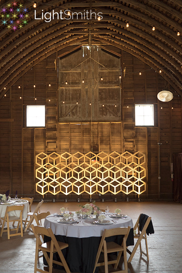 The Barn at Holly Farm Events, Wedding Lighting, Event Lighting, LightSmiths Seattle, SnapDrop Backdrops