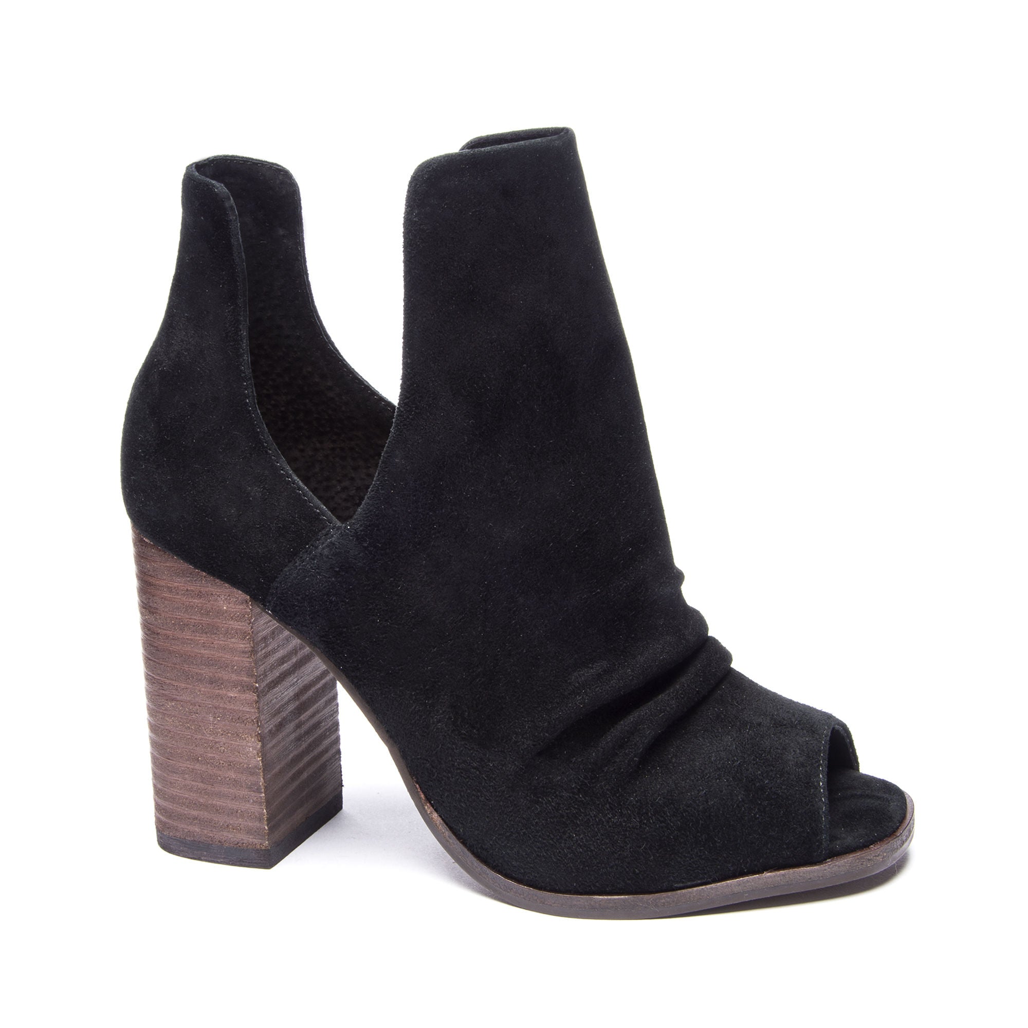 suede cut out booties