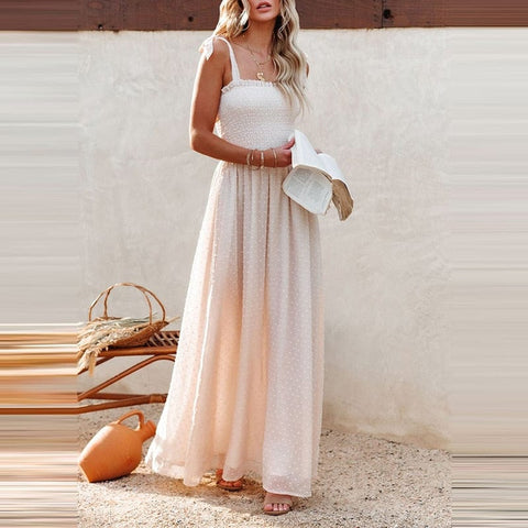 White Boho Maxi Dress for Beach Wedding