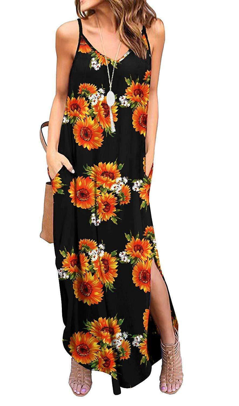 Bohemian Sleeveless Floral Maxi Dress – Boho Beach Hut