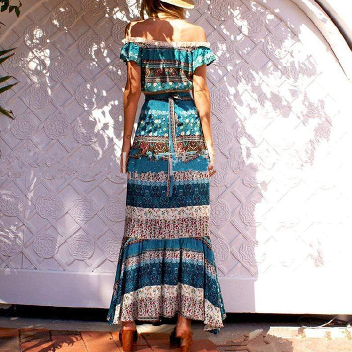 Green Sleeveless Bohemian Floral Maxi Dress – Boho Beach Hut