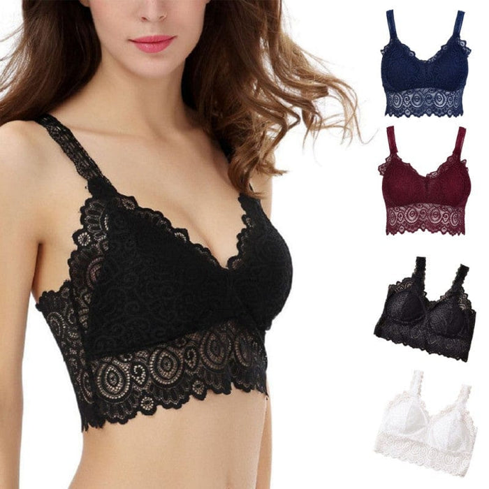 Summer Girls Lace Bra Bohemia Solid Color Crop Top Women See