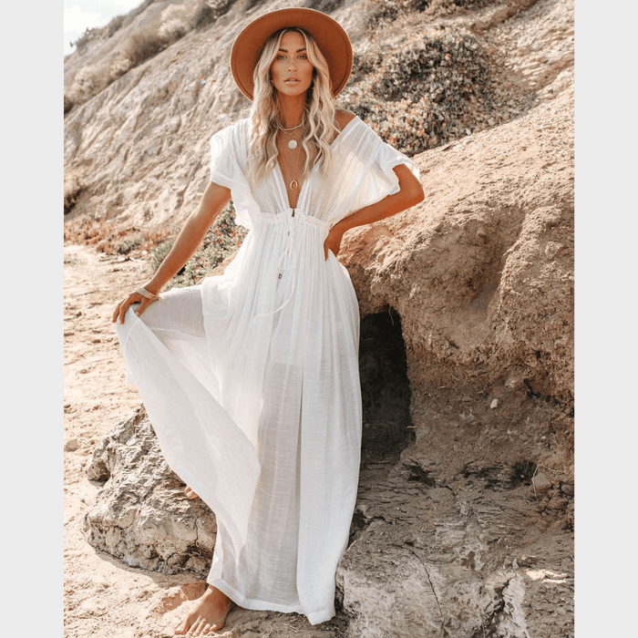 Women's Boho Summer Dress Cotton Smock 70s Mini Dress Beach Cover Up  Bohemian Maternity Dress Festival Outfit Sustainable Clothing 