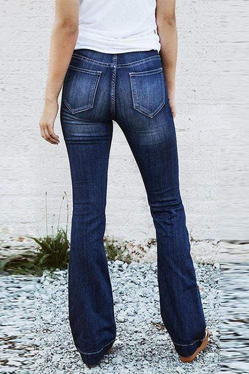 Denim Flare Leg Boyfriend Jeans - Denim Jeans For Women