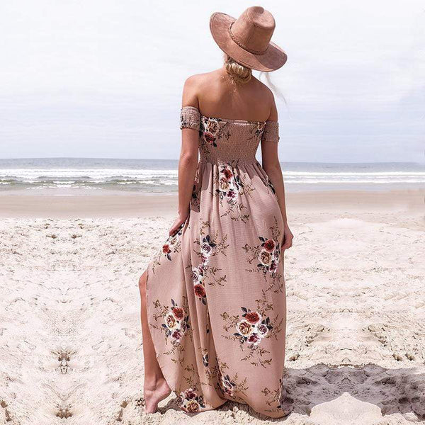 Boho Long Summer Sundress - Off Shoulder White Maxi Dress – Boho Beach Hut
