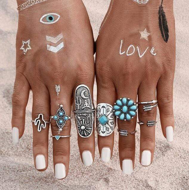 Bohemian Ring Sets For Women - Silver Rings – Boho Beach Hut