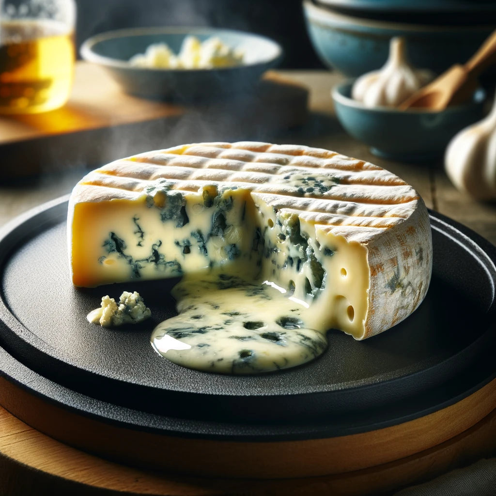 Blue Cheese - Unique melt with pockets of fat turning liquid and mold veins maintaining structure