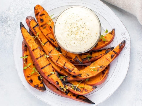 Grilled sweet potato wedges