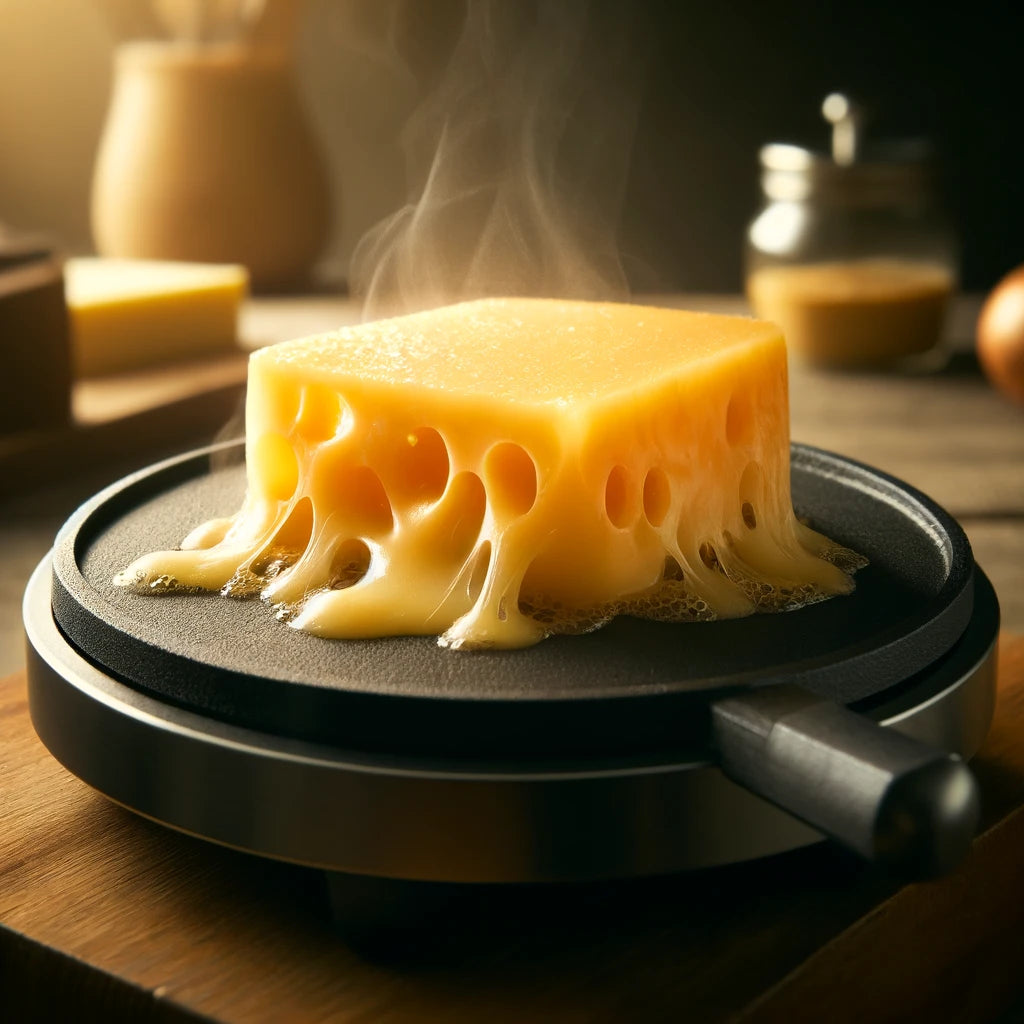 Gruyere Cheese - Distinct texture with slight bubbling and a tendency to become crispy around the edges