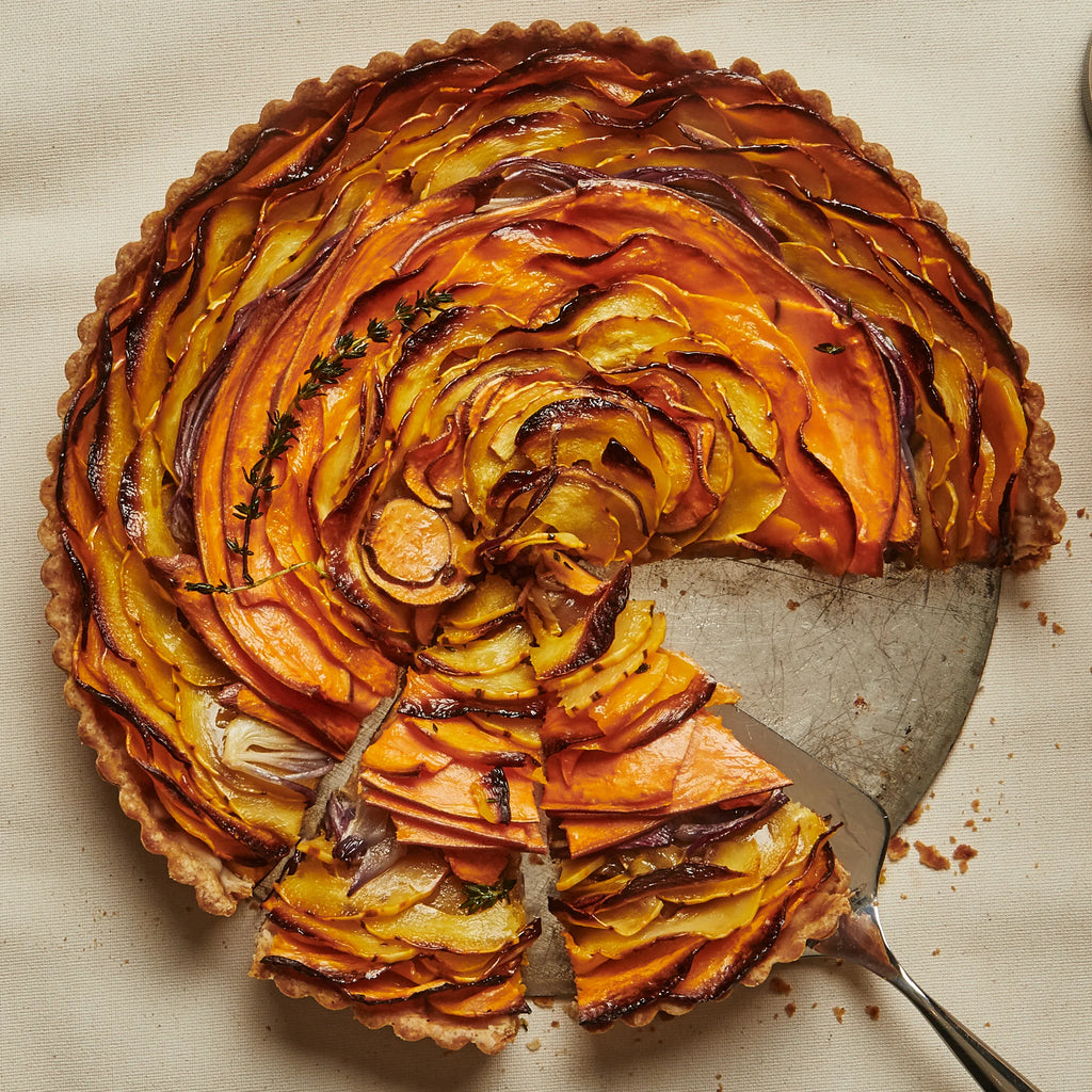 Squash and caramelized onion tart