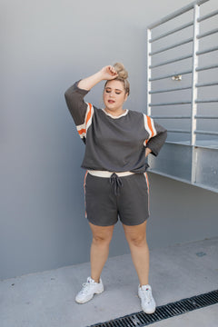 Sporty Stripe Shorts In Charcoal