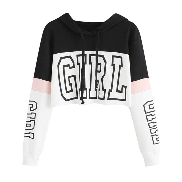 Wonderlijk All Girl Crop Top Hoodie - FemFitFashion BE-56