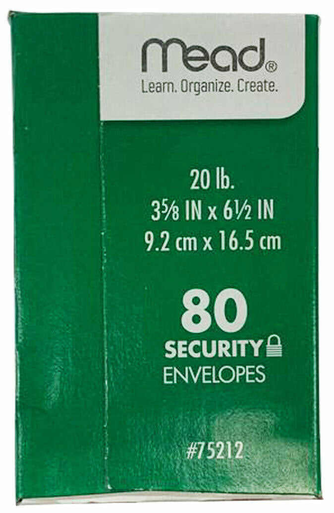 Mead White Security Envelopes