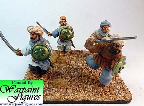 Painted 2nd Afghan War Pathans with hand weapons by Warpaint figures