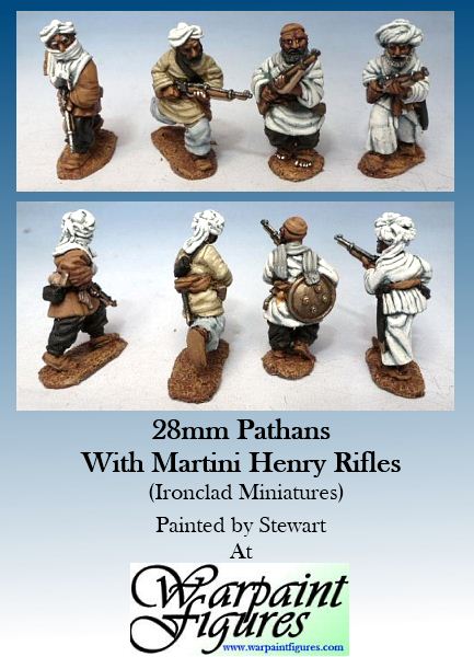 Painted figures by Warpaint Figures.- 2nd Afghan War Pathans with Martini Henry rifles