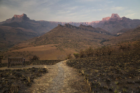 dry arid mountain range showing wildfire conditions