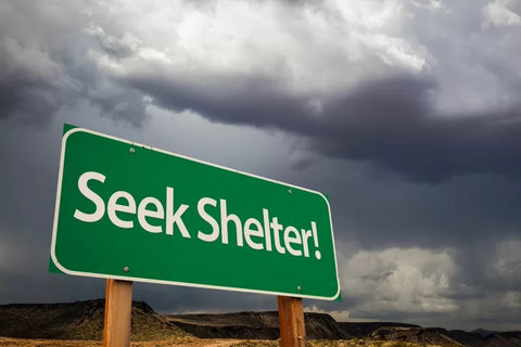 "Seek Shelter!" sign