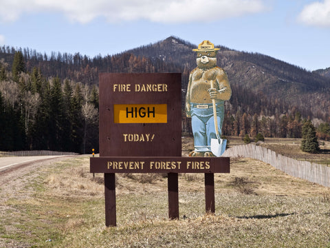 Smokey the Bear sign showing high fire danger