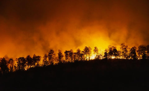 wildfire in the distance with smoky conditions