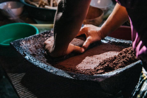 Stone Grinding Metate Traditional Cacao Making Q'eqchi Maya 