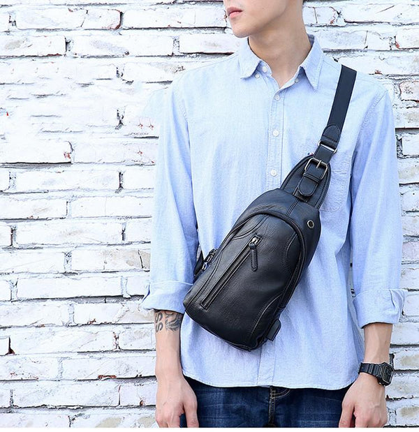 Men's Leather Chest Bag