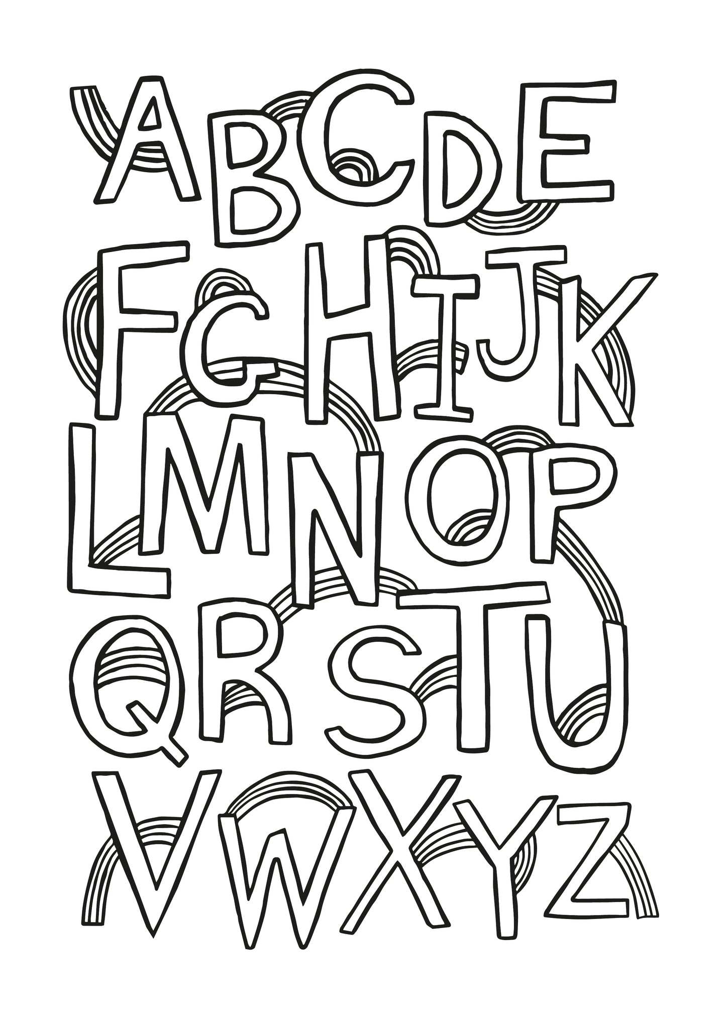 rainbow alphabet colouring printable kid of the village