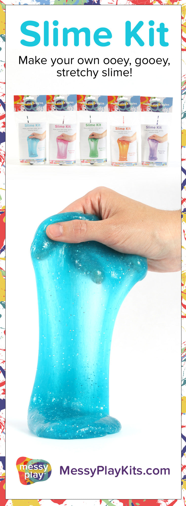 Turquoise blue glitter slime from Messy Play Kits