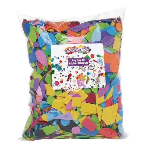 A bag of foam shapes to be added to children's art supplies.