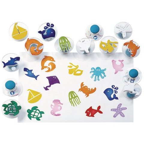 Stamps in sea animal shapes to add to children's art supplies.