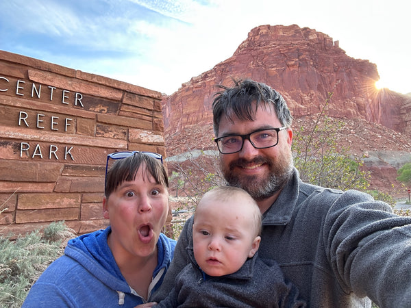 The Messy Play Family at a National Park on a road trip.