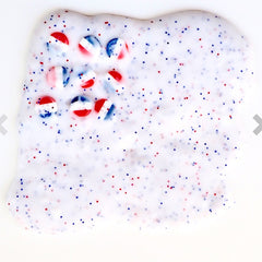 July 4th themed slime with red and blue specks and beads