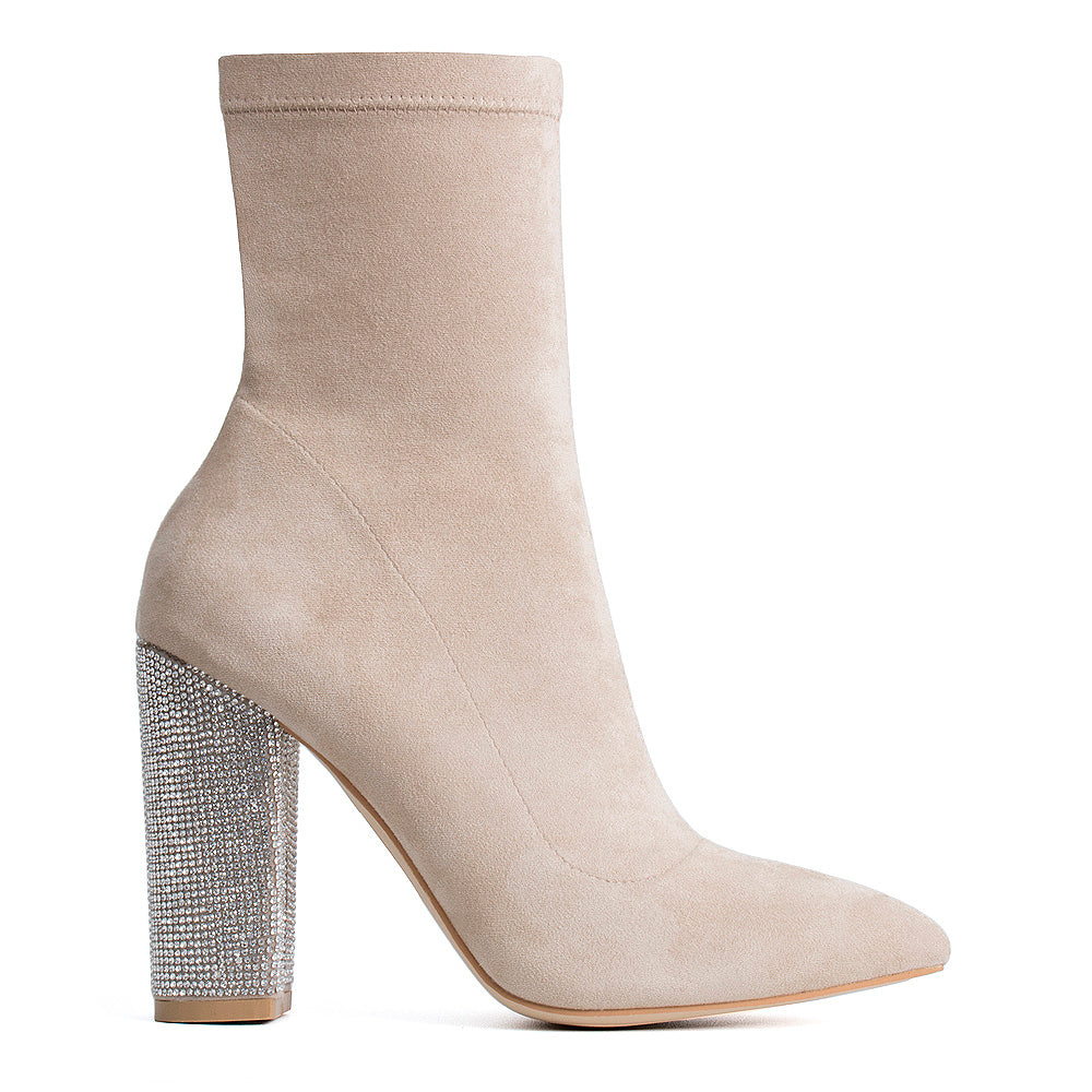 diamante heel ankle boots