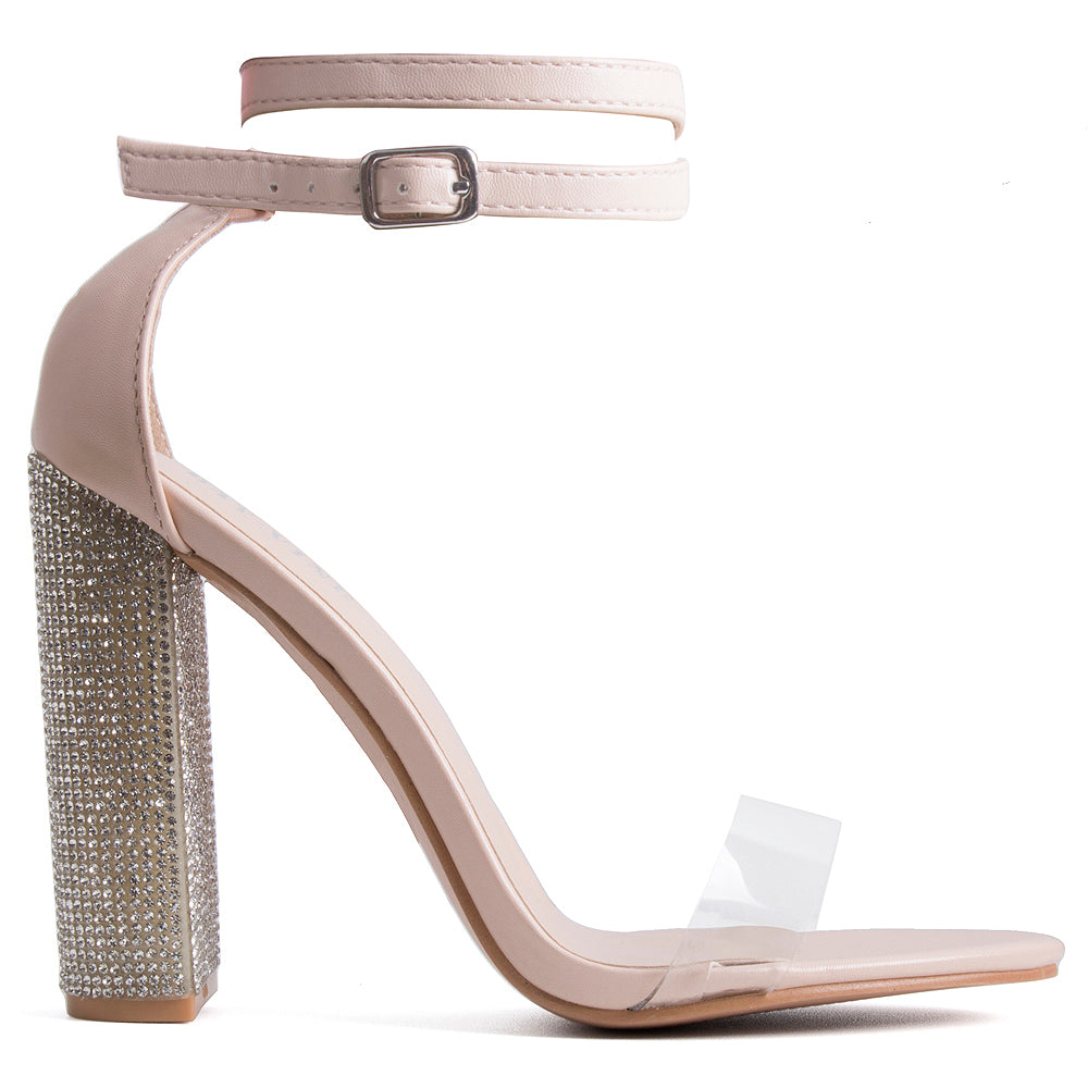 nude diamante heels