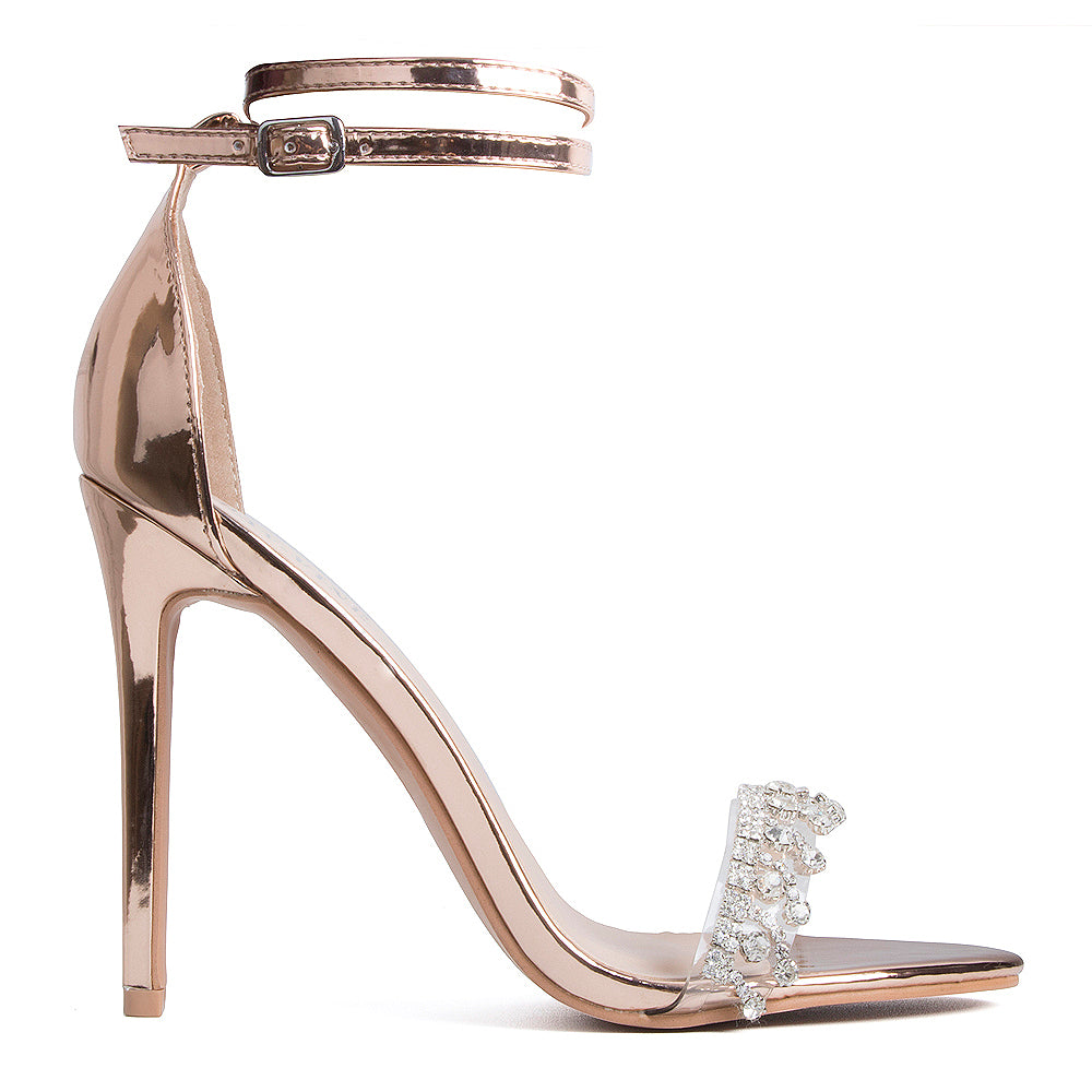 gold diamante heels uk