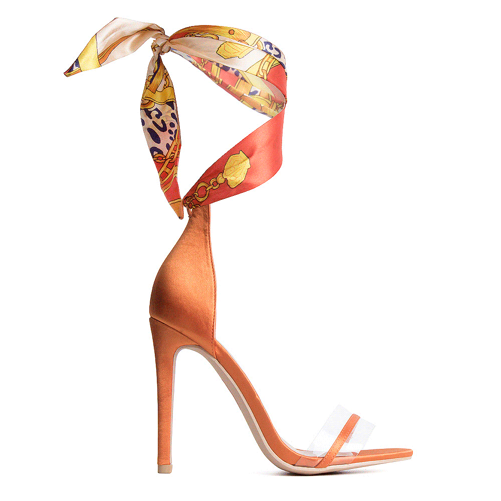 orange satin heels