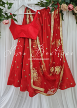 Luxury Red Silk Mirror readymade skirt/lehnga (size 4-18)