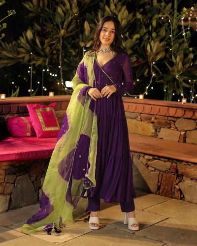 Buy Sparkling Purple Gotapatti Suit Set online in India at Best