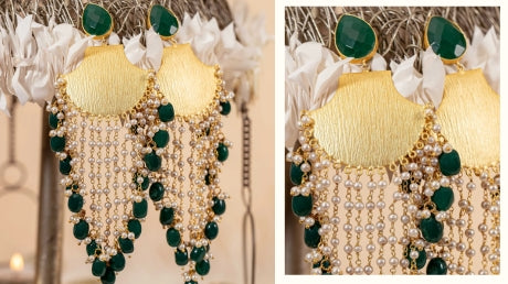  Green Light Handcrafted Brass Earrings for women